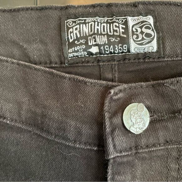 Grindhouse Denim Black jeans size 38 Buckle zippers distressing on legs Mens - Picture 5 of 5
